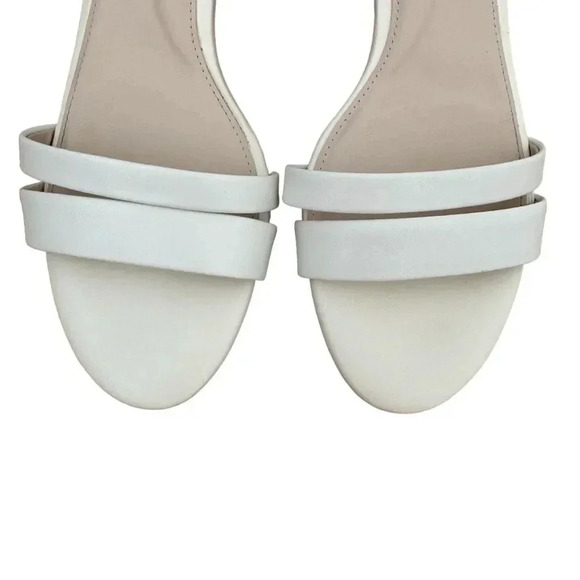 Cole Haan White Abriella Wedge Heel Sandals Ankle Strap Back Zip Open Toe 8 NEW - Picture 5 of 11